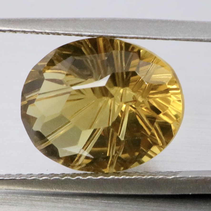 Natural Yellow Lemon Quartz 5.23 Ct. Oval Concave Cut 12.7 x 10.3 Mm Gemstone