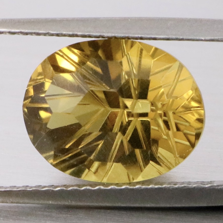 Natural Yellow Lemon Quartz 4.82 Ct. Oval Concave Cut 12.4 x 9.6 Mm Gemstone