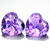 Pair Heart Shape Natural Gemstones Purple Amethyst 1.43 Ct. Unheated Brazil