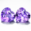 1.28 Ct. Pair Heart Shape 6 x 6 Mm.Natural Gemstones Purple Amethyst From Brazil