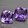 Natural Purple Amethyst 1.39 Ct. 2 Pcs Cushion Shape 6.1 Mm Gemstone From Brazil