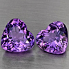 Natural Purple Amethyst 6.74 Ct. 2 Pcs Heart Shape 10.6 x 10 Mm Gemstone From Brazil
