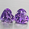 Natural Purple Amethyst 7.38 Ct. 2 Pcs Heart Shape 11 x 9.8 Mm Gemstone From Brazil