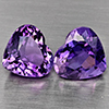 Natural Purple Amethyst 6.32 Ct. 2 Pcs Heart Shape 10 x 9.3 Mm Gemstone From Brazil