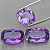 Natural Purple Amethyst  11.91 Ct. 3 Pcs Cushion Shape Gemstone From Brazil