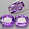 Natural Purple Amethyst  10.98 Ct. 3 Pcs Cushion Shape Gemstone From Brazil