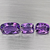 Natural Purple Amethyst  10.10 Ct. 3 Pcs Cushion Shape Gemstone From Brazil