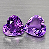 Natural Purple Amethyst  8.36 Ct. 2 Pcs Heart Shape 11.2 x 10.5 Mm Gemstone From Brazil
