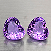 Natural Purple Amethyst 9.34 Ct. 2 Pcs Heart Shape 15 x 10.5 Mm Gemstone From Brazil