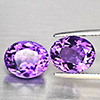 Natural Purple Amethyst 8.29 Ct. 2 Pcs Oval Shape 11.4 x 9.5 Mm Gemstone From Brazil
