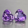 Natural Purple Amethyst 7.57 Ct. 2 Pcs Heart Shape 10.7 x 10 Mm Gemstone From Brazil