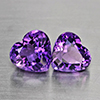 Natural Purple Amethyst  5.54 Ct. 2 Pcs Heart Shape 9.5 x 8.8  Mm Gemstone From Brazil
