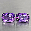 Natural Purple Amethyst 7.42 Ct. 2 Pcs Cushion Shape 11.4 x 7.6 Mm Gemstone From Brazil
