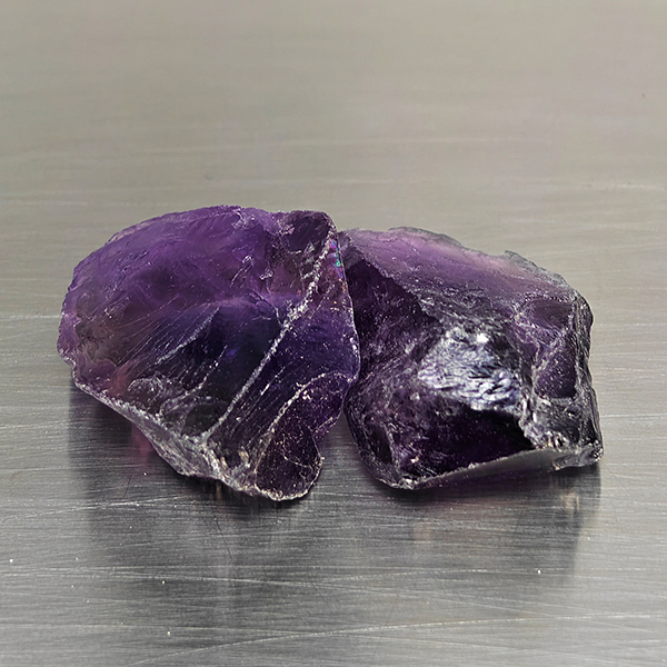 Natural Purple Amethyst Gemstones 92.79 Ct. 2 Pcs. Rough Shape 30 x 20 Mm.