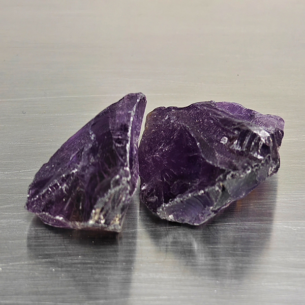 Natural Purple Amethyst Gemstones 78.02 Ct. 2 Pcs. Rough Shape and Mixed Size