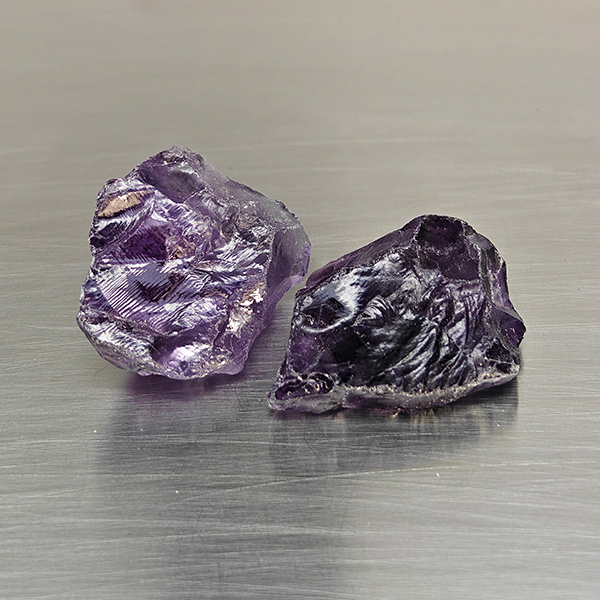 Natural Purple Amethyst Gemstones 95.32 Ct. 2 Pcs. Rough Shape 25 x 22 Mm.