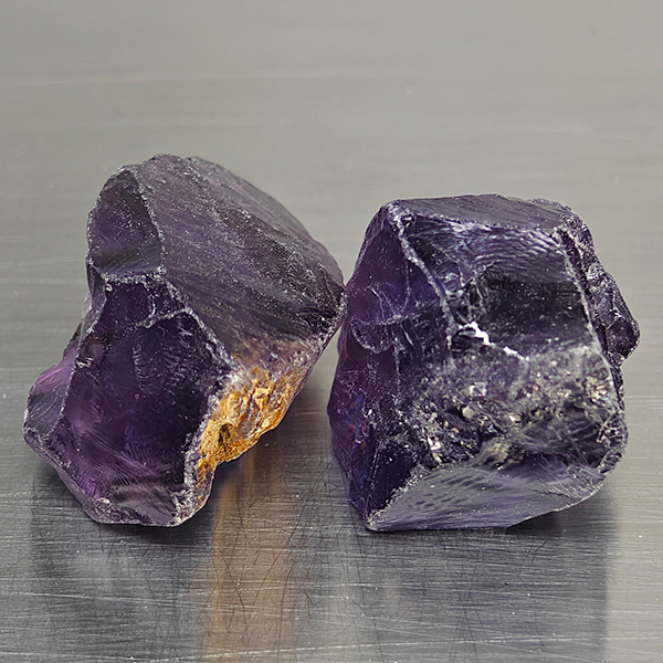 Natural Purple Amethyst Gemstones 93.96Ct. 2 Pcs. Rough Shape and Mixed Size