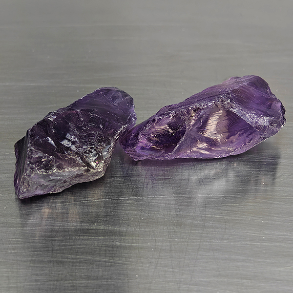 Natural Purple Amethyst Gemstones 76.40 Ct. 2 Pcs. Rough Shape and Mixed Size