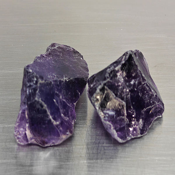 Natural Purple Amethyst Gemstones 94.71 Ct. 2 Pcs. Rough Shape and Mixed Size