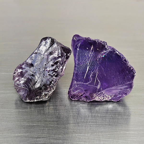 Natural Purple Amethyst Gemstones 85.15 Ct. 2 Pcs. Rough Shape and Mixed Size