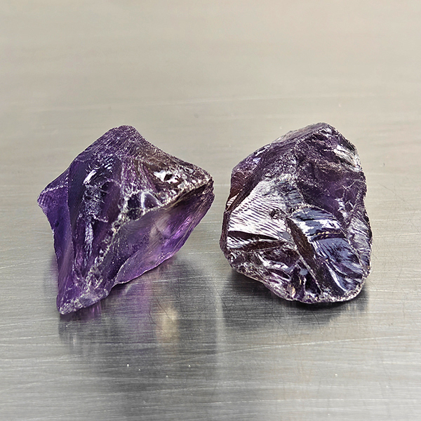 Natural Purple Amethyst Gemstones 83.71 Ct. 2 Pcs. Rough Shape 27 x 22 Mm.