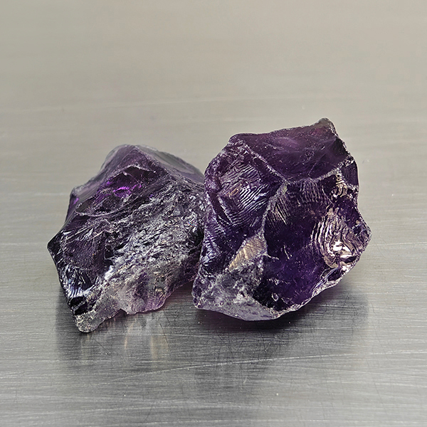 Natural Purple Amethyst Gemstones 76.95 Ct. 2 Pcs. Rough Shape and Mixed Size