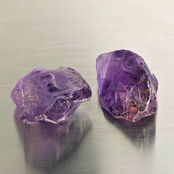 Natural Purple Amethyst Gemstones 86.87 Ct. 2 Pcs. Rough Shape and Mixed Size