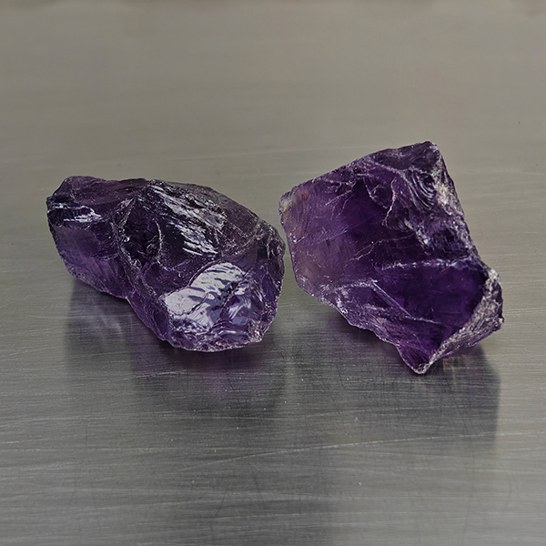 Natural Purple Amethyst Gemstones 98.92 Ct. 2 Pcs. Rough Shape and Mixed Size