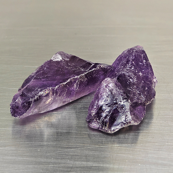 Natural Purple Amethyst Gemstones 73.64 Ct. 2 Pcs. Rough Shape 33 x 17.6 Mm.