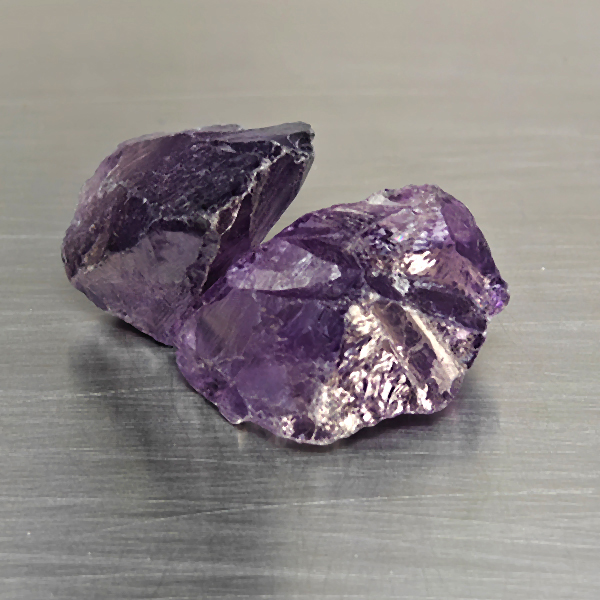 Natural Purple Amethyst Gemstones 68.42 Ct. 2 Pcs. Rough Shape 22 x 20 Mm.