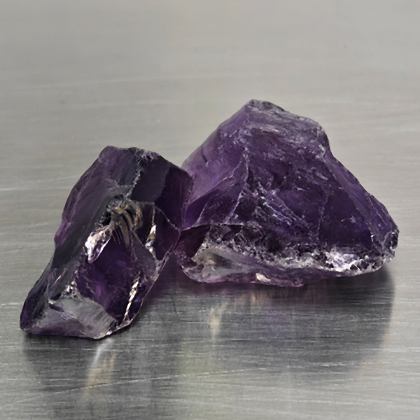Natural Purple Amethyst Gemstones 95.27  Ct. 2 Pcs. Rough Shape and Mixed Size