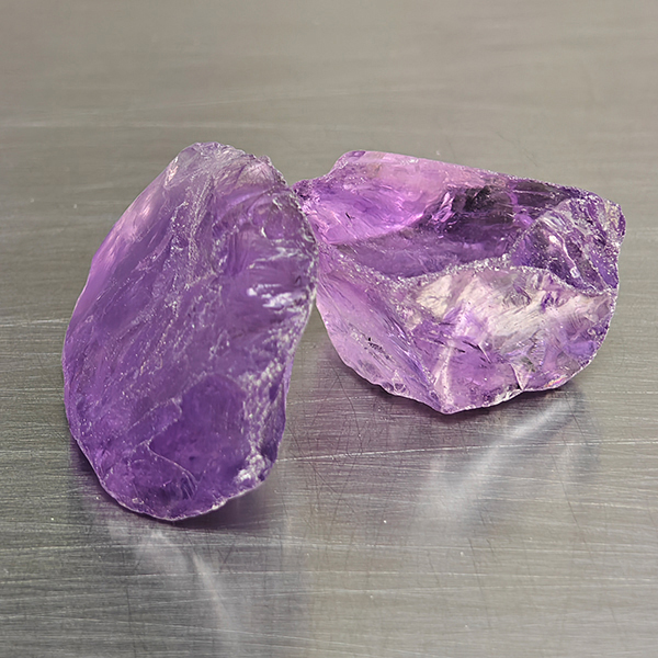 Natural Purple Amethyst Gemstones 57.04 Ct. 2 Pcs. Rough Shape and Mixed Size