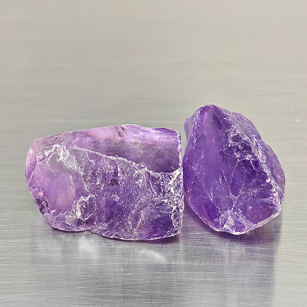 Natural Purple Amethyst Gemstones 53.13  Ct. 2 Pcs. Rough Shape 22 x 18 Mm.
