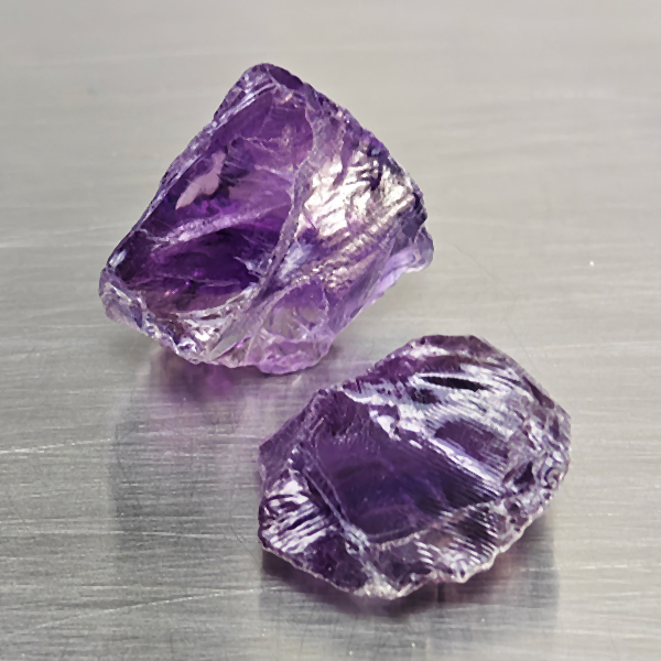 Natural Purple Amethyst Gemstones 43.46 Ct. 2 Pcs. Rough Shape 20 x 19.5 Mm.