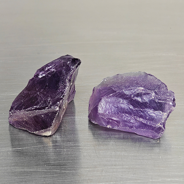 Natural Purple Amethyst Gemstones 56.80 Ct. 2 Pcs. Rough Shape 30 x 15 Mm.
