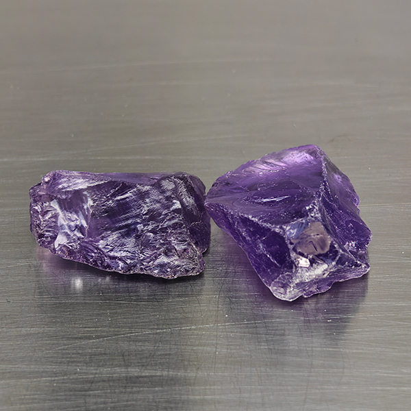 Natural Purple Amethyst Gemstones 58.69 Ct. 2 Pcs. Rough Shape and Mixed Size