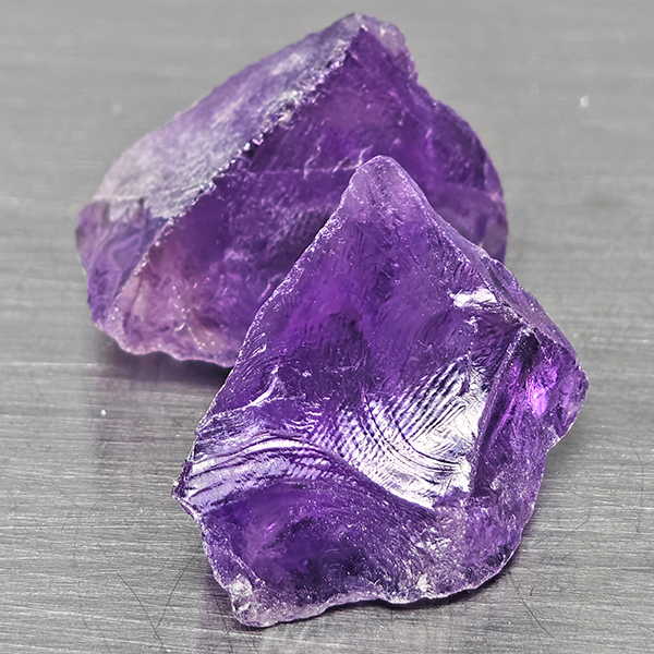 Natural Purple Amethyst Gemstones 35.84 Ct. 2 Pcs. Rough Shape and Mixed Size