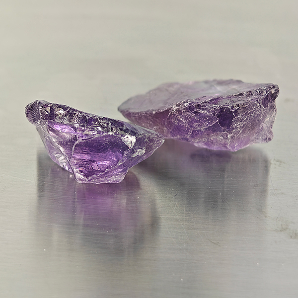 Natural Purple Amethyst Gemstones 41.87 Ct. 2 Pcs. Rough Shape 24 x 15.4 Mm.