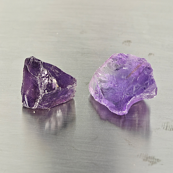 Natural Purple Amethyst Gemstones 24.61 Ct. 2 Pcs. Rough Shape and Mixed Size