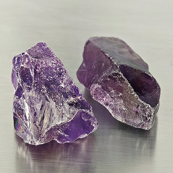 Natural Purple Amethyst Gemstone 64.40 Ct. 2 Pcs. Rough Shape and Mixed Size Natural Purple Amethyst Gemstone 64.40 Ct. 2 Pcs. Rough Shape and Mixed Size