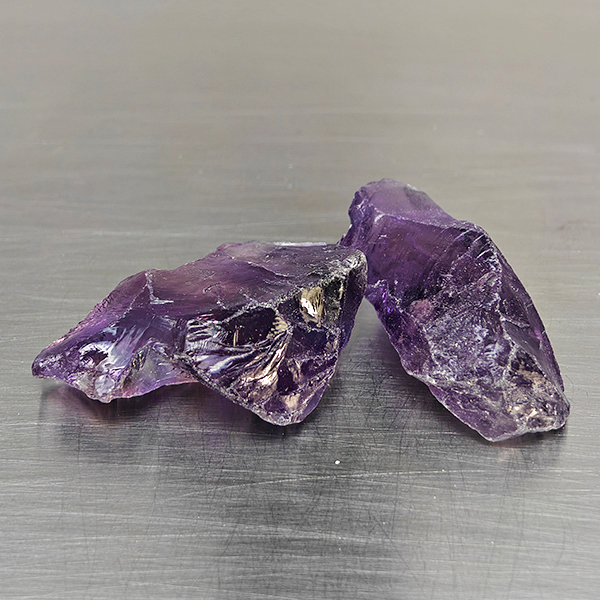 Natural Purple Amethyst Gemstones 76.21 Ct. 2 Pcs. Rough Shape and Mixed Size