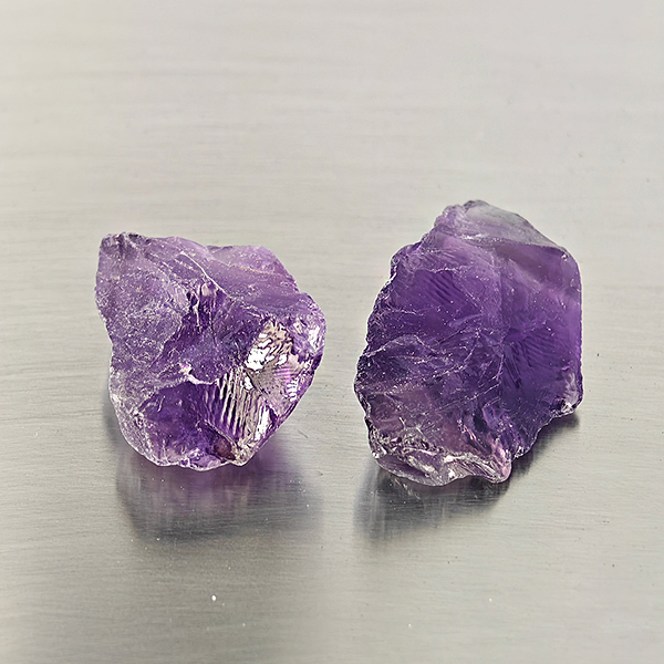 Natural Purple Amethyst Gemstones 41.18 Ct. 2 Pcs. Rough Shape 24 x 15.4 Mm.