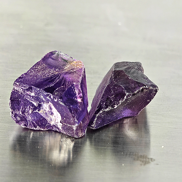 Natural Purple Amethyst Gemstones 28.12 Ct. 2 Pcs. Rough Shape 20 x 19 Mm.