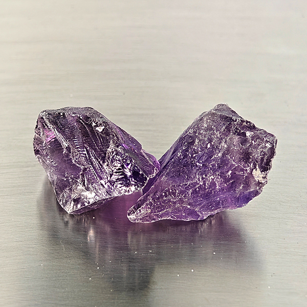 Natural Purple Amethyst Gemstone 30.55 Ct. 2 Pcs. Rough Shape 20 x 13 Mm. Natural Purple Amethyst Gemstone 30.55 Ct. 2 Pcs. Rough Shape 20 x 13 Mm.