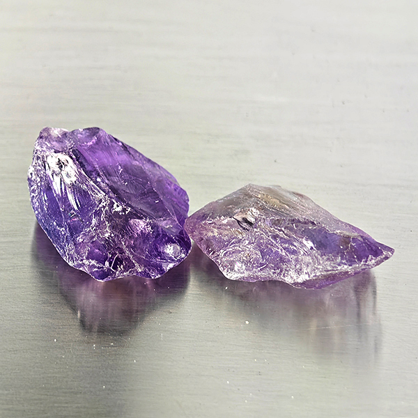 Natural Purple Amethyst Gemstones 38.21 Ct. 2 Pcs. Rough Shape and Mixed Size