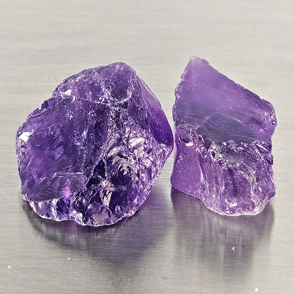 Natural Purple Amethyst Gemstones 18.99 Ct. 2 Pcs. Rough Shape and Mixed Size
