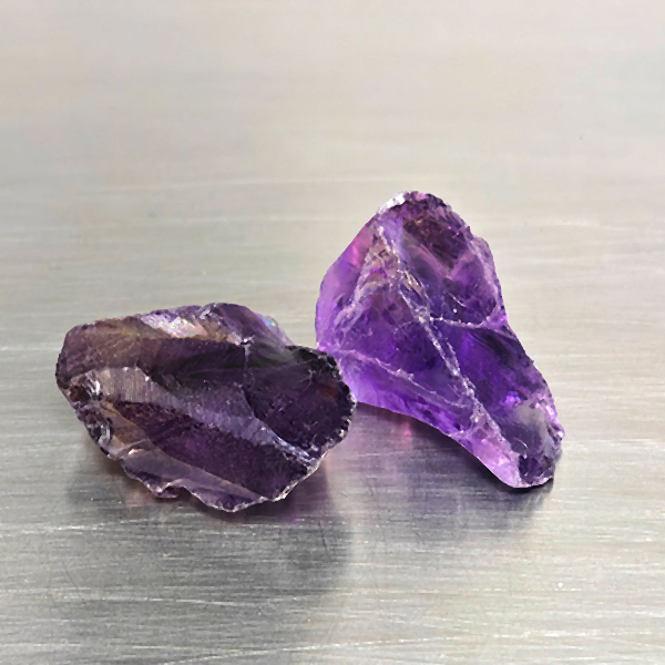 Natural Purple Amethyst Gemstones 49.14 Ct. 2 Pcs. Rough Shape and Mixed Size