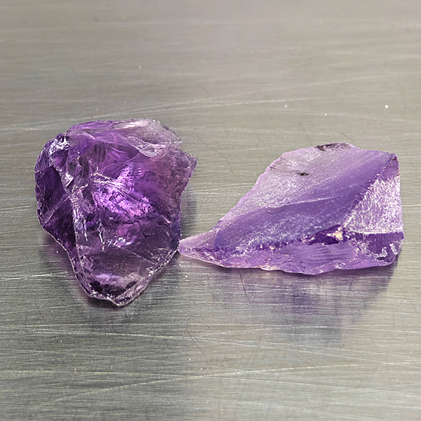 Natural Purple Amethyst Gemstones 25.39 Ct. 2 Pcs. Rough Shape 22 x 18 Mm.