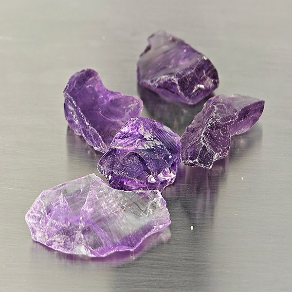 Natural Purple Amethyst Gemstone 45.49 Ct. 5 Pcs. Rough Shape and Mixed Size Natural Purple Amethyst Gemstone 45.49 Ct. 5 Pcs. Rough Shape and Mixed Size