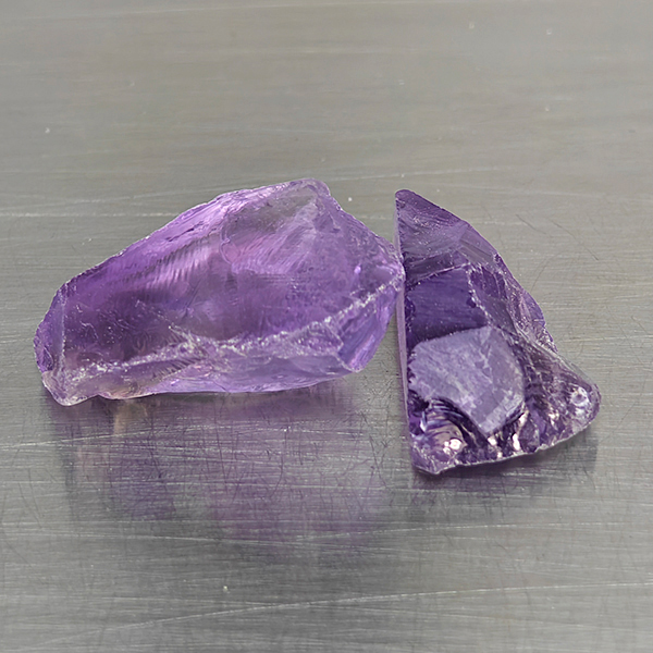 Natural Purple Amethyst Gemstones 27.69 Ct. 2 Pcs. Rough Shape 20 x 11.6 Mm.